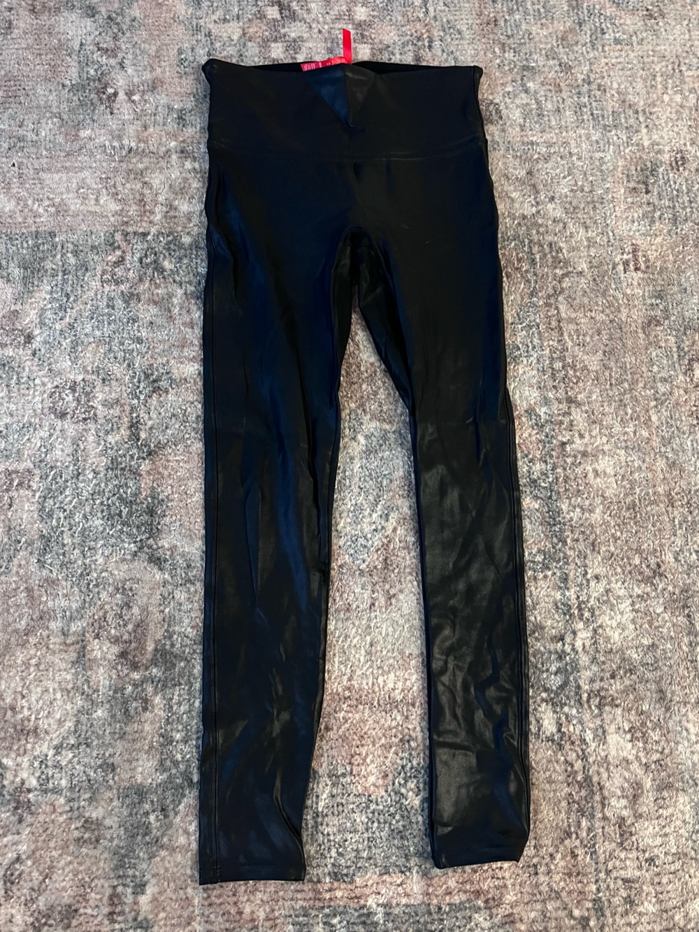 SPANX Black Faux-Leather Shaping Leggings
